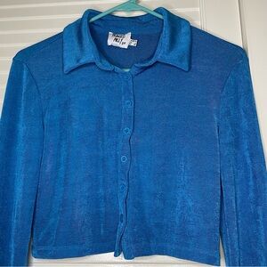 Princess Polly Electric Blue Silky Stretchy Crop Top, Women’s Size 6